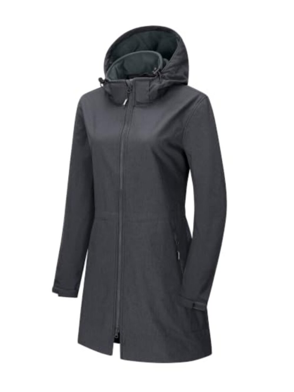 Women's Softshell Jacket Removable Hood Fleece Lined Windbreaker Insulated